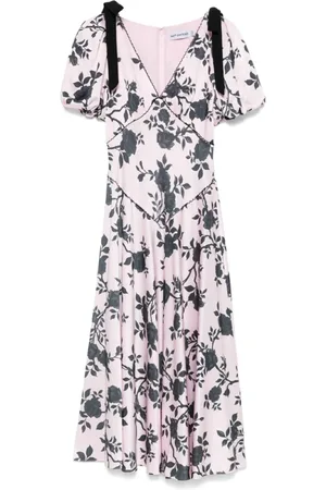 Self-Portrait Midi Dresses, female, , Size: M Floral Midi Dress with Bow