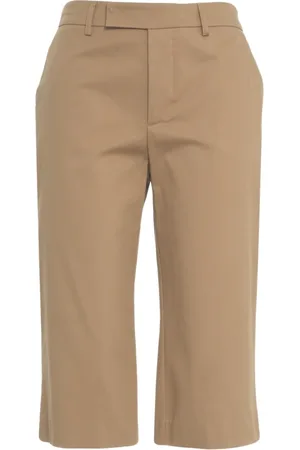 Gender Cropped Trousers, female, , Size: L Beige Cotton Capri Pants