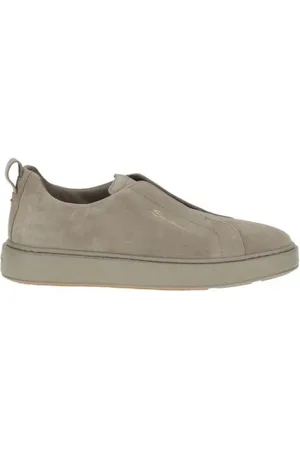 santoni Sneakers, male, , Size: 9 US Logo Detail Slip-On Leather Sneakers