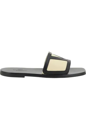 VALENTINO GARAVANI Sliders, male, , Size: 8 US Flat Sole V Logo Open Toe Sandals