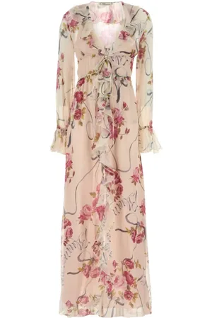 BLUMARINE Maxi Dresses, female, , Size: XS Printed Crepe Dress for Women
