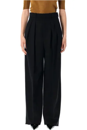 Saint Laurent Wide Trousers, female, , Size: S Wide-Leg Wool Trousers