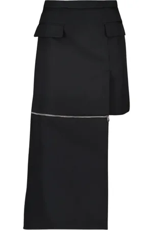 Alexander McQueen Midi Skirts, female, , Size: 2XS Split Skirt in Wool