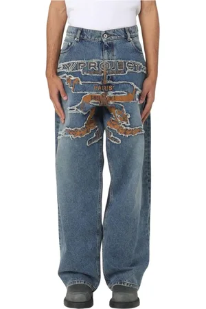 Y / PROJECT Loose-fit Jeans, male, , Size: W32 Modern Distressed Denim Jeans