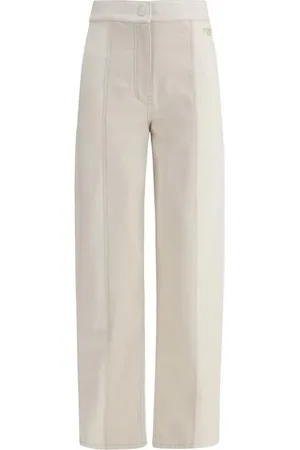 Fendi Straight Trousers, female, , Size: 2XS Iconic High Waist Cotton Pants
