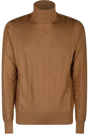 Dolce & Gabbana Turtlenecks, male, , Size: M Camel Silk Knitted Sweater