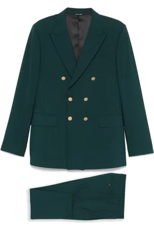 REVERES 1949 Double Breasted Suits, male, , Size: M Teal Double-Breasted Suit