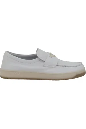 Prada Loafers, male, , Size: 7 US Iconic Leather Loafers with Triangular Plaque