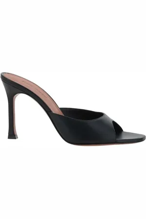 Amina Muaddi Heeled Mules, female, , Size: 7 1/2 US Geometric Toe Slipper Sandals with Stiletto Heel