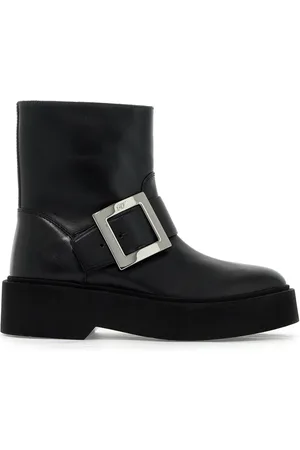 Roger Vivier Ankle Boots, female, , Size: 5 US Leather Rangers Ankle Boots with Platform