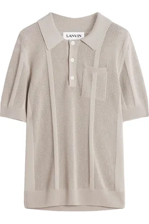 Lanvin Polo Shirts, male, , Size: S Perforated Knit Polo Shirt