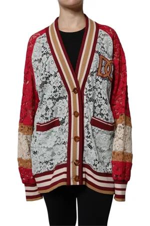 Dolce & Gabbana Cardigans, female, , Size: 2XS Floral Lace Cardigan Sweater