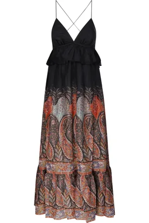 ZIMMERMANN Maxi Dresses, female, , Size: S Black Paisley Ruffle Maxi Dress