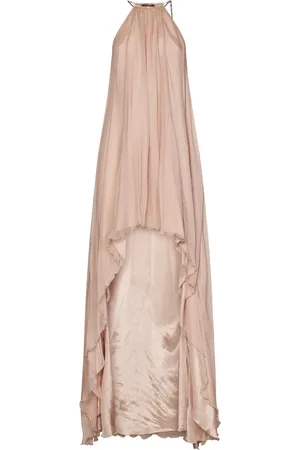 AMEN Maxi Dresses, female, , Size: S Pink Silk Chiffon Asymmetric Dress