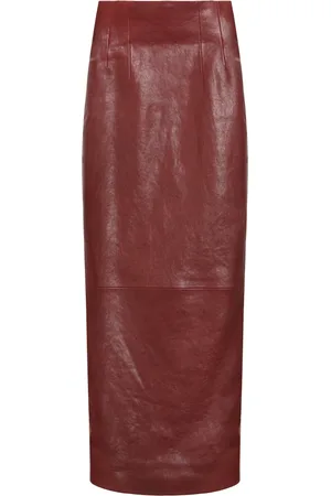 Khaite Leather Skirts, female, , Size: 4XS Leather Skirt with Back Slit Hem