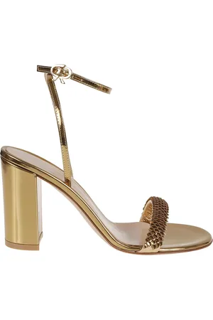 Gianvito Rossi High Heel Sandals, female, , Size: 10 US Brown Sandals with Ribbon Buckle