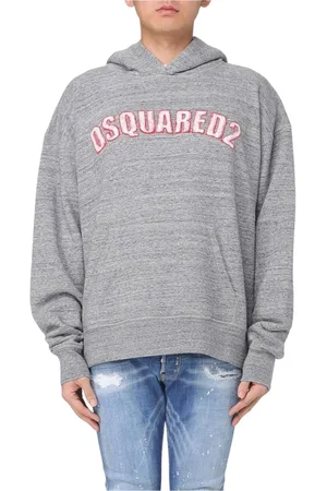 Dsquared2 Hoodies, male, , Size: 3XL Relaxed Fit Hoodie Men Grey Sweatshirt