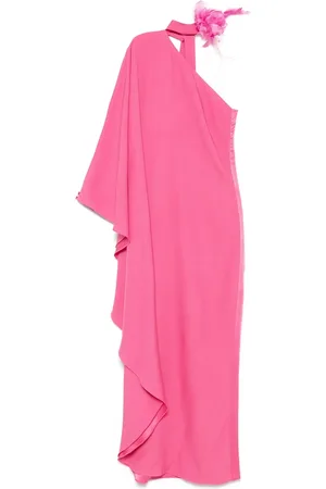 ‎Taller Marmo‎ Maxi Dresses, female, , Size: L Fuchsia Floral Appliqué Long Sleeve Dress