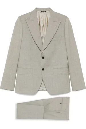 REVERES 1949 Single Breasted Suits, male, , Size: M Ash Grey Suit with Front Button