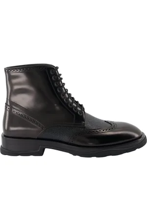 Alexander McQueen Lace-up Boots, male, , Size: 7 US Punk Lace-Up Leather Boots