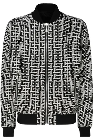 Balmain Bomber Jackets, male, , Size: L Reversible Monogram Bomber Jacket White