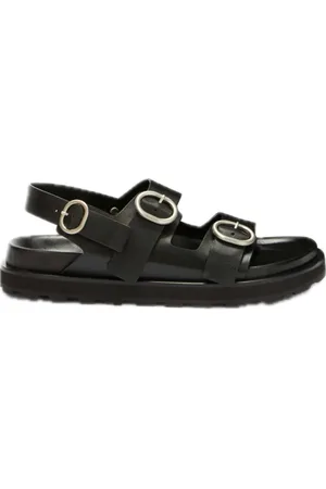 Jil Sander Flat Sandals, male, , Size: 9 US Adjustable Leather Sandal with Cannolo Buckle