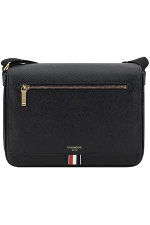 Thom Browne Messenger Bags, male, , Size: ONE SIZE Leather Shoulder Bag with Monogram