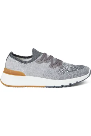 Brunello Cucinelli Sneakers, male, , Size: 11 US Grey Sneakers with Logo Print