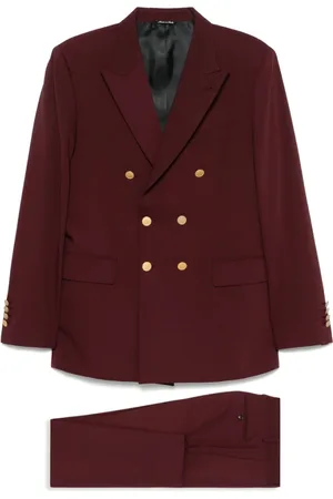 REVERES 1949 Double Breasted Suits, male, , Size: M Bordeaux Suit with Rear Vents