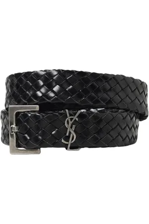 Saint Laurent Belts, male, , Size: 80 CM Woven Leather Belt with Buckle