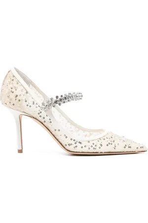 Jimmy Choo Pumps, female, , Size: 7 1/2 US Crystal Sequin Mesh Panel Shoes