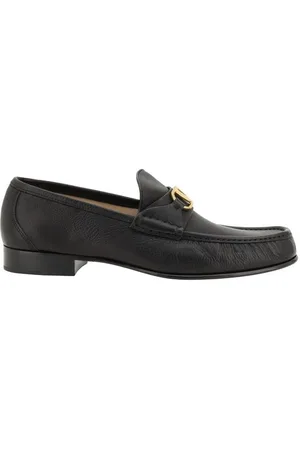 VALENTINO GARAVANI Loafers, male, , Size: 6 US Modern Leather Loafers with VLogo Plaque