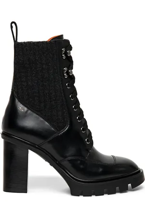 santoni Heeled Boots, female, , Size: 9 US Leather lace-up ankle boot
