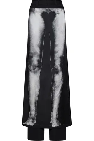 Jean Paul Gaultier Wide Trousers, female, , Size: 2XS Wool Trousers with Skirt Panel