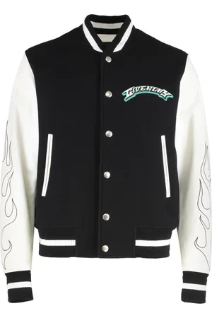 Givenchy Bomber Jackets, male, , Size: 2XL Wool Leather Bomber Jacket Ribbed Edges