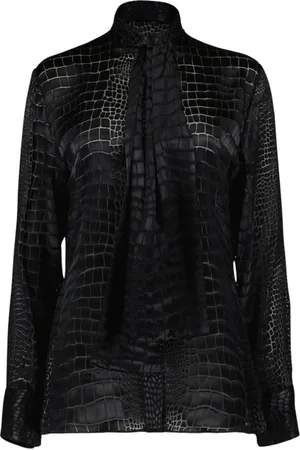 VERSACE Blouses, female, , Size: S Crocodile Devoré Lavallière Shirt