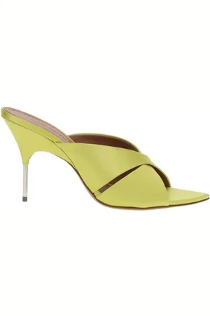 Amina Muaddi Heeled Mules, female, , Size: 12 US Satin Straps Stiletto Heel Sandals
