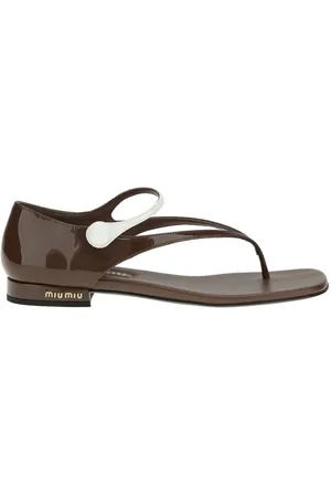 Miu Miu Flat Sandals, female, , Size: 8 US Patent Leather Thong Sandals