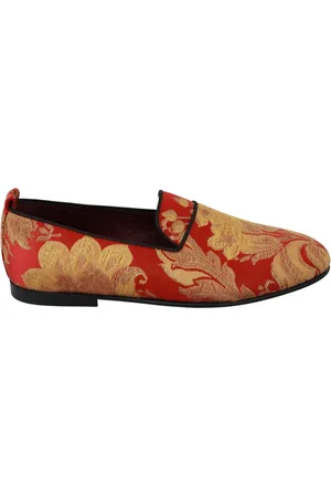 Dolce & Gabbana Loafers, female, , Size: 13 US Red Gold Brocade Loafers Shoes