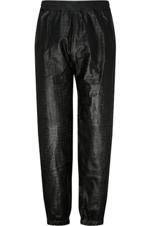 Givenchy Leather Trousers, male, , Size: S Embossed Logo Leather Jogging Pants