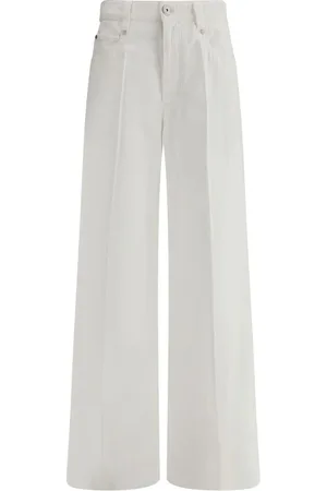 Brunello Cucinelli Wide Trousers, female, , Size: 2XL Wide-leg Jeans with Jewel Embellishments