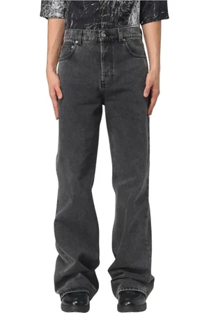 Alexander McQueen Wide Jeans, male, , Size: L Grey Wide Leg Jeans