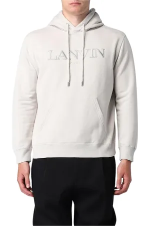 Lanvin Hoodies, male, , Size: M Embroidered Hoodie Men Grey Sweatshirt