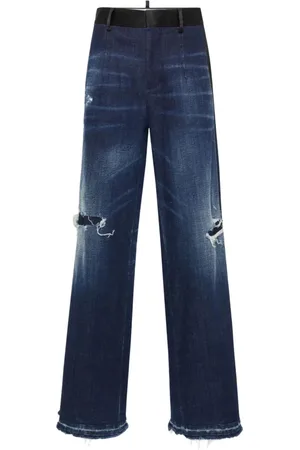 Dsquared2 Straight Jeans, female, , Size: M Distressed Wide Leg Jeans