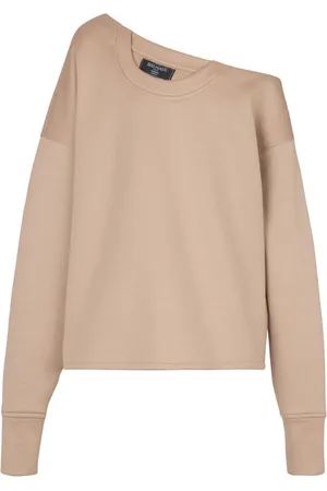 Balmain Sweatshirts, female, , Size: XS Asymmetrical jersey off-the-shoulder sweatshirt