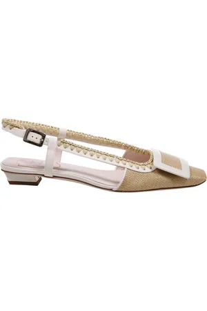 Roger Vivier Ballerinas, female, , Size: 6 1/2 US Braided Slingback Sandals in Light Cream