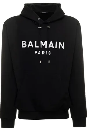 Balmain Hoodies, male, , Size: L Hooded Sweatshirt with Logo Print