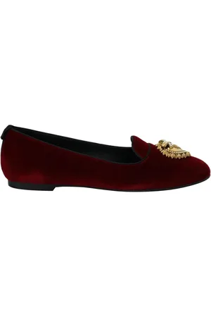 Dolce & Gabbana Ballerinas, female, , Size: 7 US Burgundy Velvet Loafers Flats