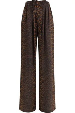 Balenciaga Wide Trousers, female, , Size: XS Animal Print Wide Leg Silk Pants