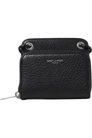 Saint Laurent Wallets & Cardholders, male, , Size: ONE SIZE Compact Leather Zip Wallet